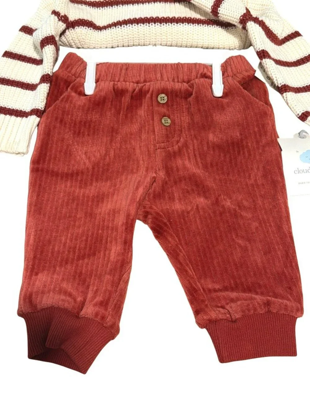 Cloud Island Baby Outfit 0-3M Knit Sweater & Corduroy Pants Set New